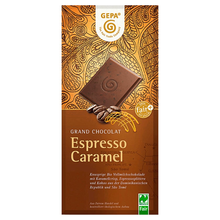 Gepa Bio Schokolade Espresso Caramel 38% Cacao 100g